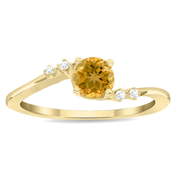 Women's Round Shaped Citrine and Diamond Tierra Ring in 10K Yellow Gold- GRG61125CT