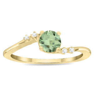 Women's Round Shaped Green Amethyst and Diamond Tierra Ring in 10K Yellow Gold- GRG61125GA