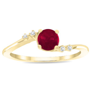 Women's Round Shaped Ruby and Diamond Tierra Ring in 10K Yellow Gold- GRG61125RB