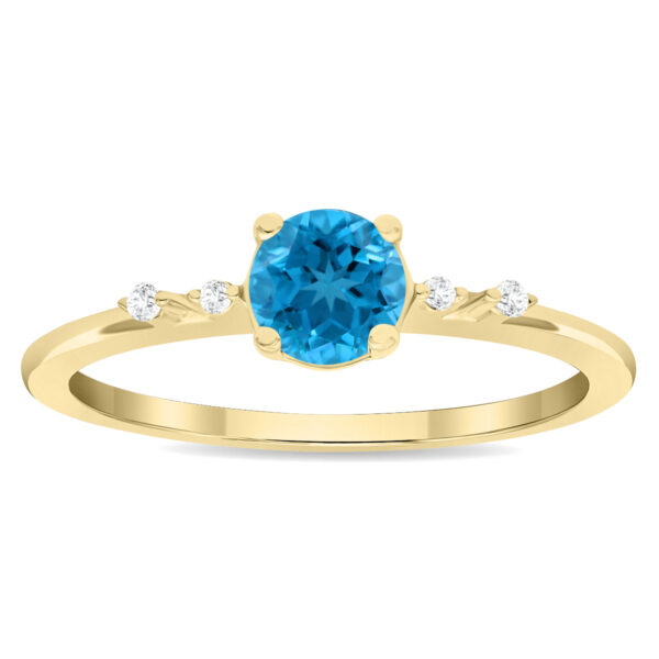Women's Round Shaped Blue Topaz and Diamond Sparkle Ring in 10K Yellow Gold- GRG61126BT