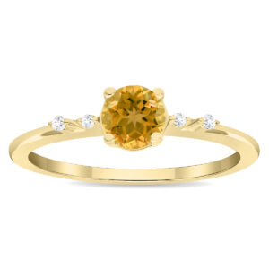 Women's Round Shaped Citrine and Diamond Sparkle Ring in 10K Yellow Gold- GRG61126CT