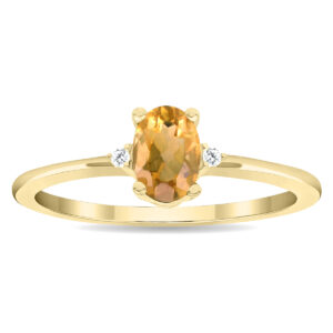 Women's Oval Shaped Citrine and Diamond Classic Ring in 10K Yellow Gold- GRG61127CT