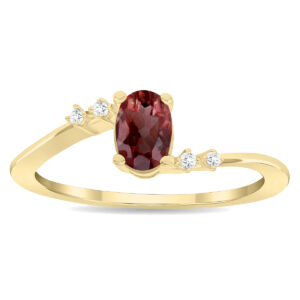 Women's Oval Shaped Garnet and Diamond Tierra Ring in 10K Yellow Gold- GRG61130GT