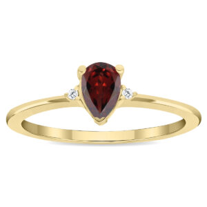 Women's Pear Shaped Garnet and Diamond Classic Ring in 10K Yellow Gold- GRG61136GT