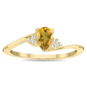 Women's Pear Shaped Citrine and Diamond Tierra Ring in 10K Yellow Gold- GRG61140CT