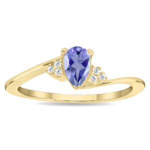 Women's Pear Shaped Tanzanite and Diamond Tierra Ring in 10K Yellow Gold- GRG61140TZ