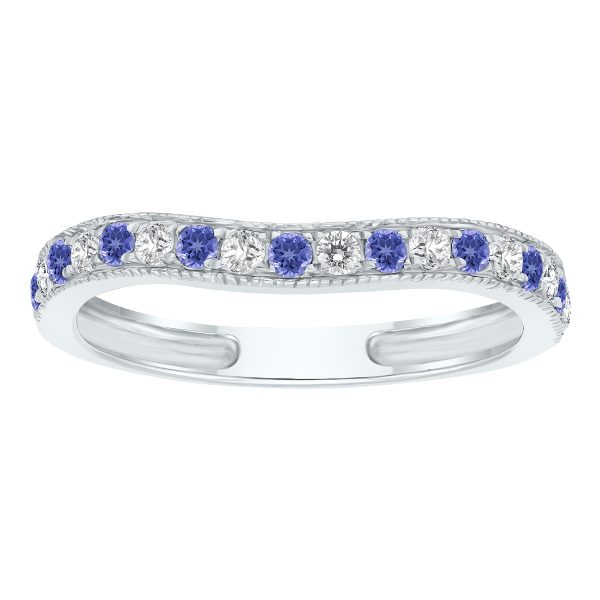 Tanzanite and Diamond Channel Set Wedding Band in 10K White Gold- GRG61173TZ