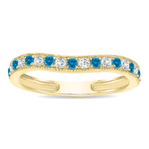 Blue Topaz and Diamond Channel Set Wedding Band in 10K Yellow Gold- GRG61190BT