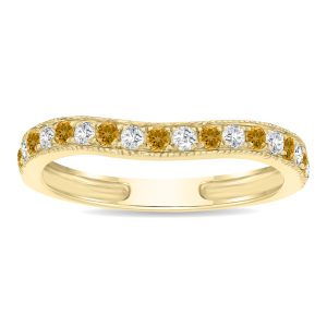 Citrine and Diamond Channel Set Wedding Band in 10K Yellow Gold- GRG61190CT