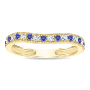 Tanzanite and Diamond Channel Set Wedding Band in 10K Yellow Gold- GRG61190TZ