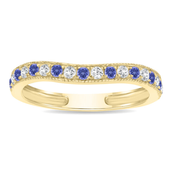 Tanzanite and Diamond Channel Set Wedding Band in 10K Yellow Gold- GRG61190TZ