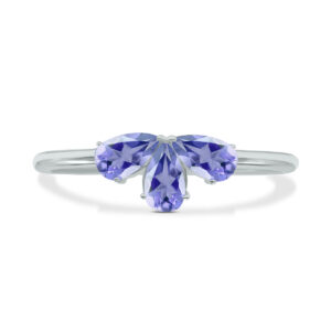 Tanzanite Pear Shape Three Stone Ring in 10K White Gold- GRG61892TZ