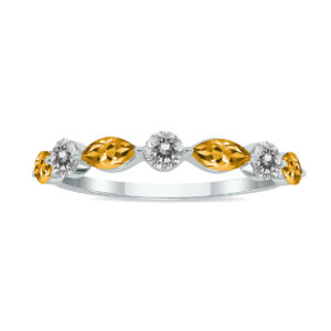 3/4 CTW Marquise Shape Citrine and Diamond Wedding Band in 10K White Gold- GRG61897CT