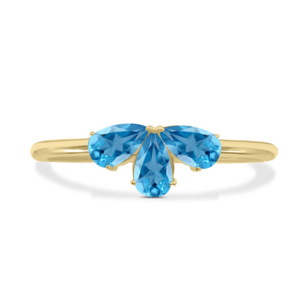 Blue Topaz Pear Shape Three Stone Ring in 10K Yellow Gold- GRG61899BT