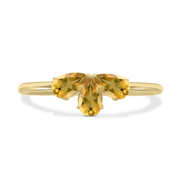 Citrine Pear Shape Three Stone Ring in 10K Yellow Gold- GRG61899CT