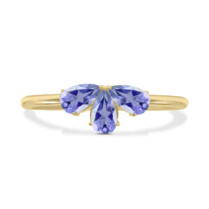 Tanzanite Pear Shape Three Stone Ring in 10K Yellow Gold- GRG61899TZ
