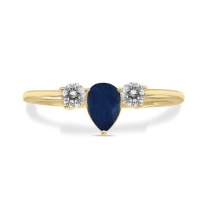 1/2 Carat TW Pear Shape Sapphire and Diamond Ring in 10K Yellow Gold- GRG61900SP