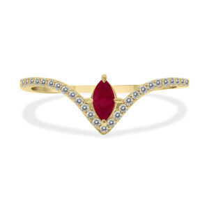 1/4 Carat TW Ruby and Diamond V Shape Ring in 10K Yellow Gold- GRG61905RB