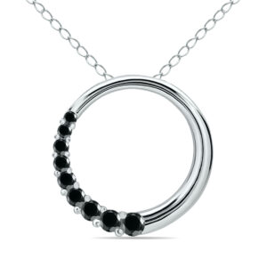 1/4 Carat TW 9 Stone Black Diamond Circle Pendant in 10K White Gold- PDF12263BK