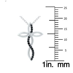 1/4 Carat TW Black Diamond Woven Cross Pendant in 10K White Gold- PDF12357BK