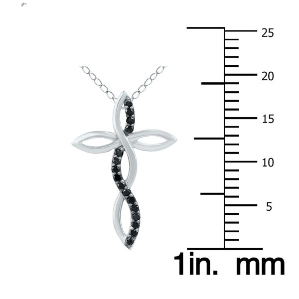 1/4 Carat TW Black Diamond Woven Cross Pendant in 10K White Gold- PDF12357BK
