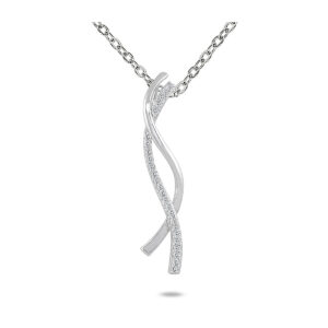 1/4 Carat TW Diamond Twist Pendant in 10K White Gold- PDF12363