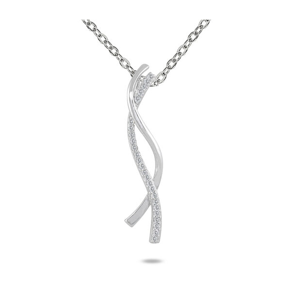 1/4 Carat TW Diamond Twist Pendant in 10K White Gold- PDF12363
