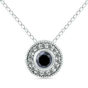 3/8 Carat TW Black and White Diamond Pendant in 10K White Gold- PDF12498BK