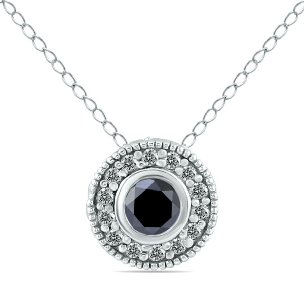 3/8 Carat TW Black and White Diamond Pendant in 10K White Gold- PDF12498BK