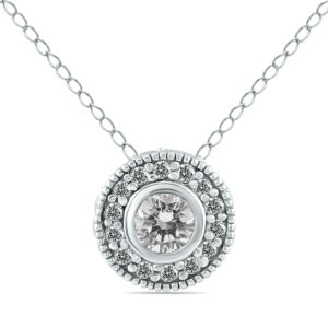 3/8 CTW Natural Diamond Bezel Pendant in 10K White Gold- PDF12498W