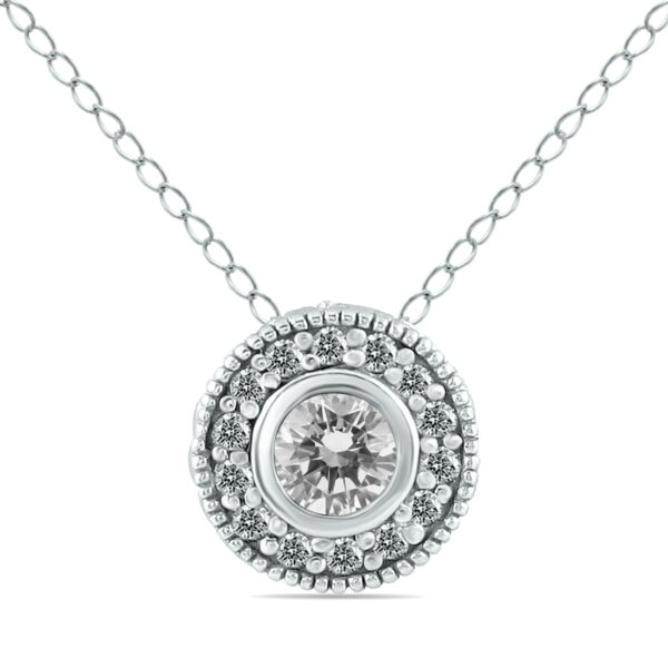 3/8 CTW Natural Diamond Bezel Pendant in 10K White Gold- PDF12498W