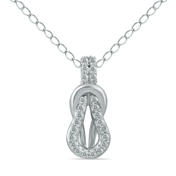 1/10 CTW Natural Diamond Knot Pendant in 10K White Gold- PDF12584