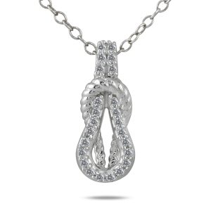1/10 Carat Diamond Knot Pendant in 10K White Gold- PDF12586