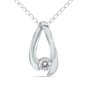 1/4 CTW Natural Diamond Nestled Loop Pendant Necklace 10K White Gold- PDF12730