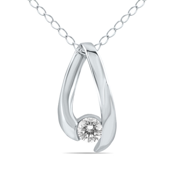 1/4 CTW Natural Diamond Nestled Loop Pendant Necklace 10K White Gold- PDF12730