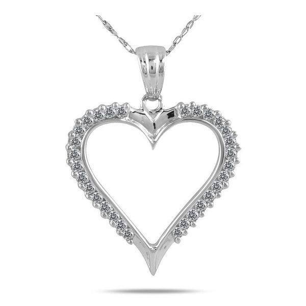 1/3 Carat TW Diamond Heart Pendant in 10K White Gold- PDF12770