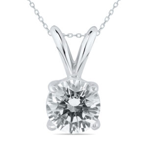 AGS Certified 1 Carat Diamond Solitaire Pendant in 14K White Gold (I-J Color, I2-I3 Clarity)- PDF50303AGS1