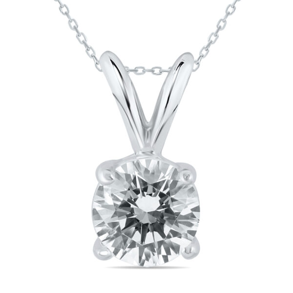 AGS Certified 1 Carat Diamond Solitaire Pendant in 14K White Gold (I-J Color, I2-I3 Clarity)- PDF50303AGS1