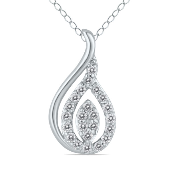 1/4 CTW Natural Diamond Tear Drop Pendant in 10K White Gold- PDF50489