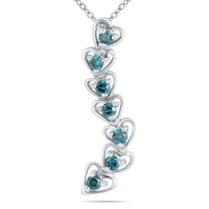 1/3 Carat TW Blue Diamond Journey Heart Pendant in 10K White Gold- PDF50510BE