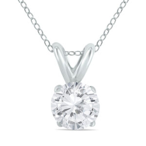 1/4 Carat Diamond Solitaire Pendant in.925 Sterling Silver- PDF50537