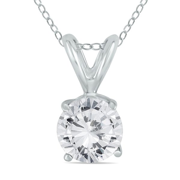5/8 Carat Diamond Solitaire Pendant in.925 Sterling Silver- PDF50541