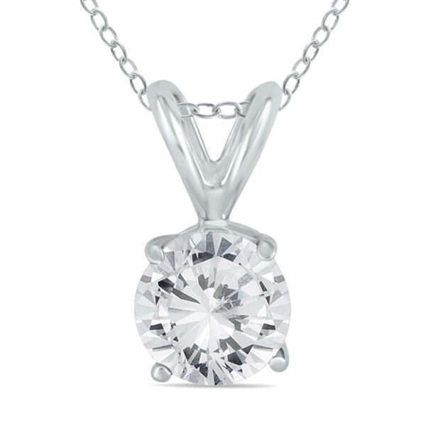 3/4 Carat Diamond Solitaire Pendant in.925 Sterling Silver- PDF50542