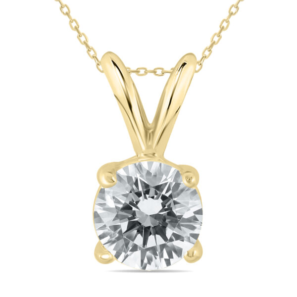 AGS Certified 1 Carat Diamond Solitaire Pendant in 14K Yellow Gold (I-J Color, I2-I3 Clarity)- PDF50669AGS1