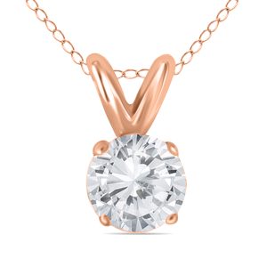 1/2 Carat Diamond Solitaire Pendant in 10K Rose Gold- PDF51202