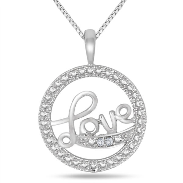 0.02 CTW Natural Diamond LOVE Pendant in.925 Sterling Silver- PDF51504