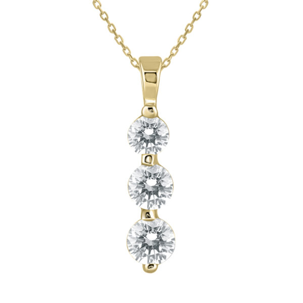 1 Carat TW Three Stone Diamond Pendant in 14K Yellow Gold- PDF5168514YD