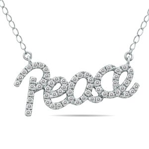 1/3 Carat Diamond PEACE Necklace in.925 Sterling Silver- PDF55040