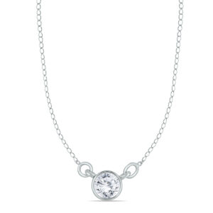 1/2 CTW Natural Diamond Bezel Necklace in 14K White Gold- PDF55221