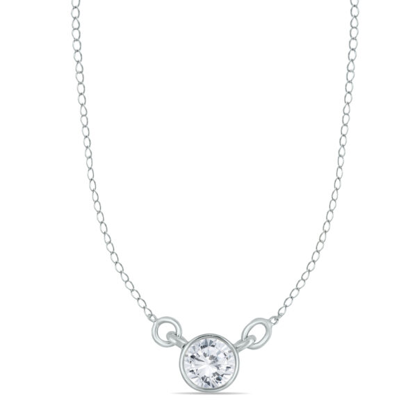 1/2 CTW Natural Diamond Bezel Necklace in 14K White Gold- PDF55221